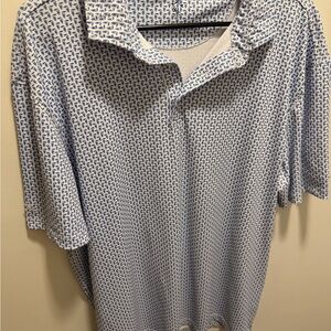 Kenneth Cole Blue and White Patterned Button Down Shirt